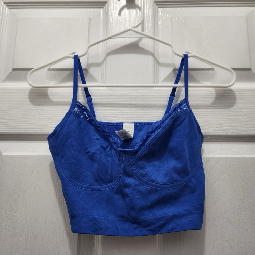 Aerie Seamless Rooftop Garden Lace Bra Top in Cobalt Blue - Picture 5 of 10